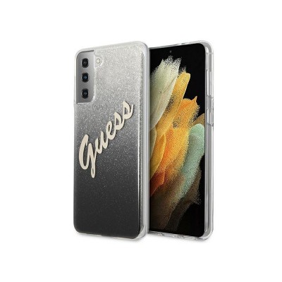 Husa Premium Guess Compatibila Cu Samsung Galaxy S21 Plus, Scrpit Gliter Gradient, Negru